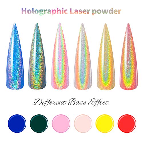 Holographic Chrome Nail Powder, Unicorn Mirror Effect Premium Salon Rainbow Nail Glitter Manicure Pigments, 0.04oz/1g