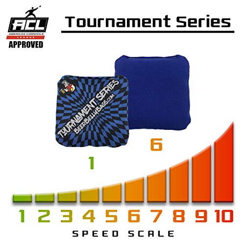 Beer Belly Bags Cornhole - Tournament Series 8 Bags ACL Approved Resin Filled - Double Sided - Sticky Side | Slick Side (Green Blue)