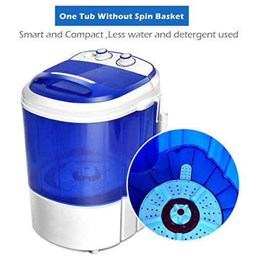 COSTWAY Mini Washing Machine, Portable Washer for Compact Laundry, Small Semi-Automatic Compact Washing Machine with Timer Control Single Translucent Tub 7lbs Capacity(Blue + White)