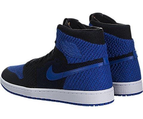 Jordan Nike Mens Air 1 High Flyknit Basketball Shoes Black/Game Royal/White 919704-006 Size 10