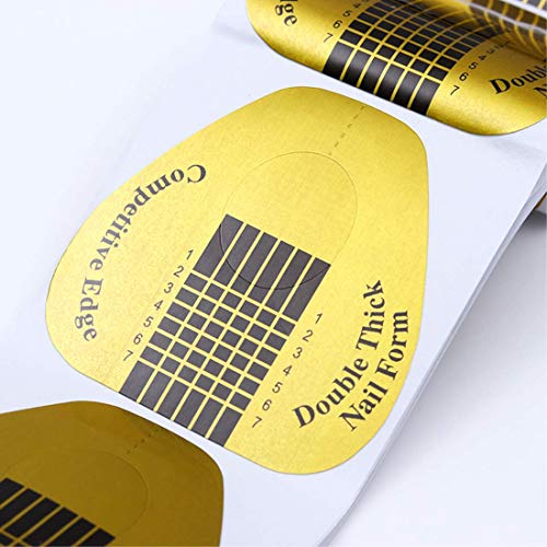KINGMAS 100 Pcs Nail Art Form Guide Sticker, Horseshoe-shaped Nail Stickers Art Acrylic Nail/UV GEL Nail Extention Tips