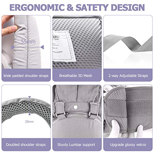 3D Baby Hip Carrier All Season Baby Sling with 9 Carry Positions Truly Hands-Free for Easy Breastfeeding, No Infant Insert Needed, One Size Fits All -Adapt to Newborn, Infant & Toddler, Great Hiking