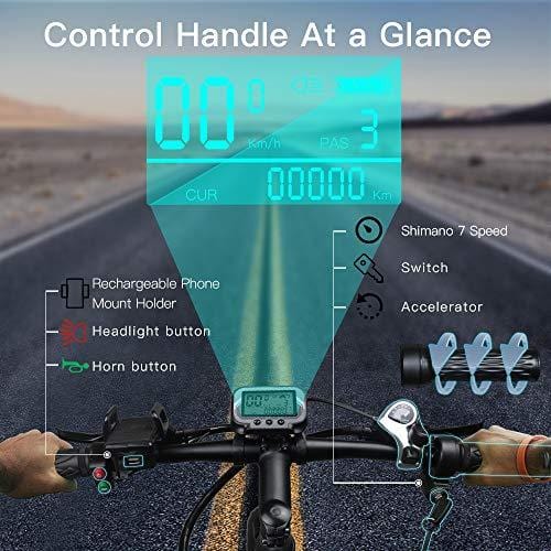 W Wallke 26 inch Folding Aluminum Electric Bike 48V 10.4ah Removable Battery Fat Tire Snow Mountain Bike 750W Beach Cruiser Adult Assisted E-Bike Double Disc Hydraulic Brake