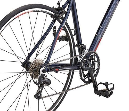 Schwinn Fastback 2 Performance Road Bike for Beginner to Intermediate Riders, Featuring 55cm/Large Aluminum Frame, Carbon Fiber Fork, Shimano Sora 18-Speed Drivetrain, and 700c Wheels, Navy Blue