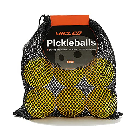 Pickleballs Balls - Vicleo Pickleball Outdoor Balls 6-Pack for Tournament Play, Professional Performance(Yellow)