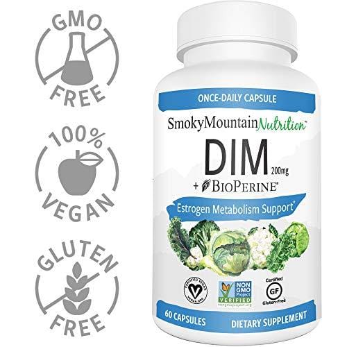 DIM Supplement 200mg - DIM Diindolylmethane Plus BioPerine 60-Day Supply of DIM for Estrogen Balance, Hormone Menopause Relief, Acne Treatment, PCOS, Bodybuilding