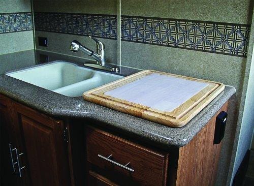 Camco Hardwood Cutting Board and Stove Topper With Non-Skid Backing, Includes Flexible Cutting Mat
