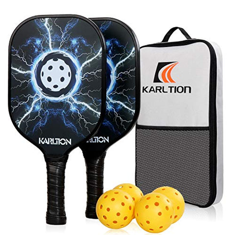 Pickleball Paddle - Pickleball Paddle Set of 2, Graphite Pickleball Racket, Carbon Fiber Glassfiber Surface , Polymer Honeycomb Core Pickleball Paddle with 4 Outdoor Balls and 1 Portable Sport Bag