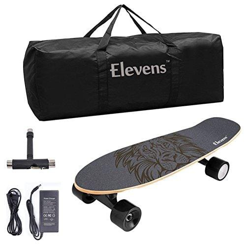 Elevens Electric Skateboard 10 MPH 10 Miles, 120W Motorized Electric Longboard Body Induction 28''