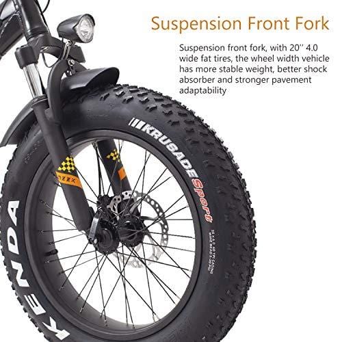 MZZK 20" Wide Fat Tire Electric Moped Electric Mountain Bicycles with Lithium Battery (48V 624W) Folding Electric Bike