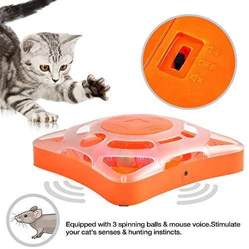 Eurus Home Interactive Cat Toys,Electronic Cat Toy with 2 Balls-Daytime or Nighttime Play, stimulates Cat's Senses & Instincts