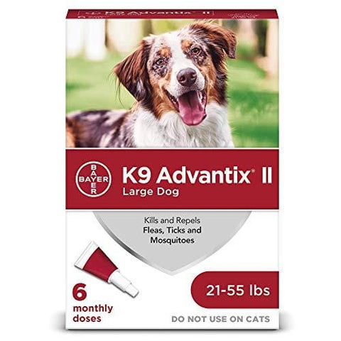 Bayer K9 Advantix II Flea, Tick and Mosquito Prevention for Large Dogs, 21 - 55 lb, 6 doses