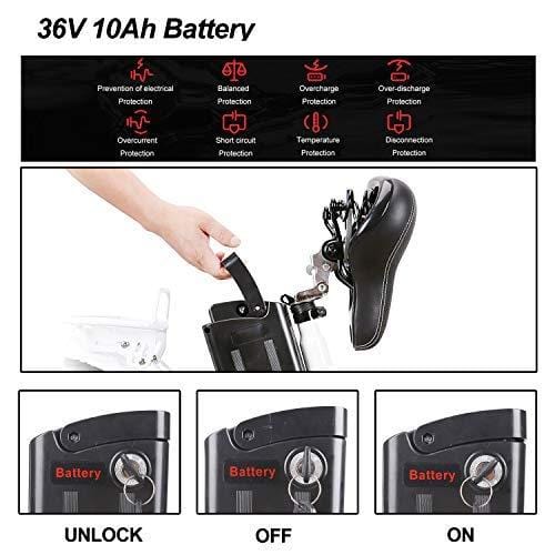 Nakto 26" 250W Cargo-Electric Bicycle 6 speed e-Bike 36V Lithium Battery Aadult/Young Adult-Women (Black)