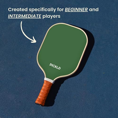 PICKLD Stylish Premium Pickleball Paddle Racket | Durable Fiberglass Surface | Honeycomb Core | Perfect Addition to a Pickleball Set | Indoor Outdoor Pickle Ball Paddle (Leaf Green)