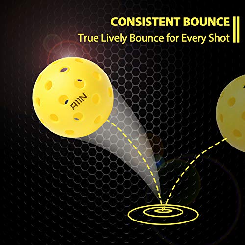 A11N Premium 40 Holes Outdoor Pickleball Balls, Durable Ball with Nice Bounce, Special Design for Outdoor Courts (6 &12 Packs Available)- Bright Yellow