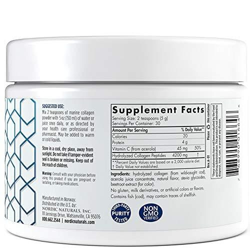 Nordic Naturals Marine Collagen Powder - Supports Healthy Skin and Helps Stimulate Collagen-Producing Cells Throughout the Body, 4,200 mg Collagen Peptides Per Serving, Strawberry, 150 g (30 servings)