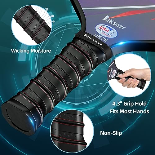 LIKsazr Pickleball Paddles, USAPA Approved Fiberglass Pickleball Set, 2 Pickleball Paddles, 2 Cooling Towels, 4 Pickleball Balls & Pickleball Bag, Pickleball Paddle Gifts for Men Women