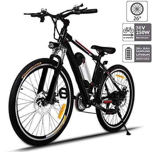 Aceshin 26'' Electric Mountain Bike with Removable Large Capacity Lithium-Ion Battery (36V 250W), Electric Bike 21 Speed Gear and Three Working Modes Black (US Stock)