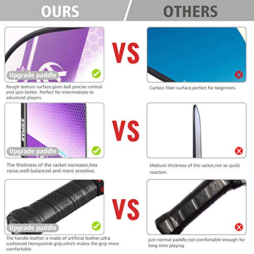 XS XSPAK Upgrade Pickleball Paddles Set of 2,USAPA Approved Pickleball Paddles with Fiberglass Surface,Polymer Honeycomb Core,Soft Cushion Grips, 1 Bag,4 Pickleball Balls for Indoor and Outdoors