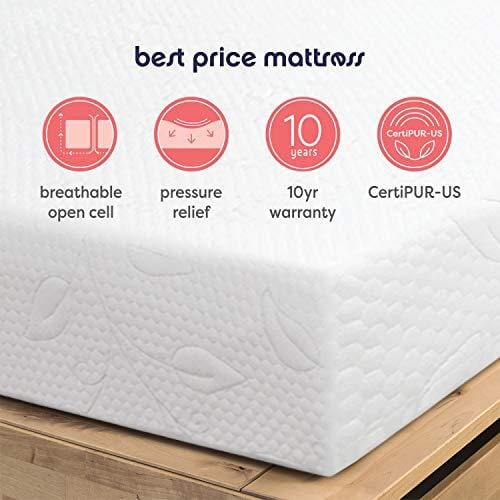 Best Price Mattress BPP-AFM-8SQ 8" Air Flow Memory Foam, Short Queen, White Mattress
