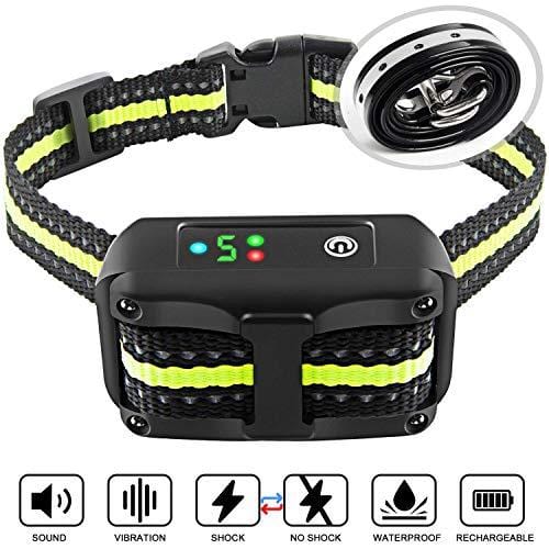 Bark Collar [2019 Upgrade Version] No Bark Collar Rechargeable Anti bark Collar with Beep Vibration and No Harm Shock Smart Detection Module Bark collar for Small Medium Large Dog