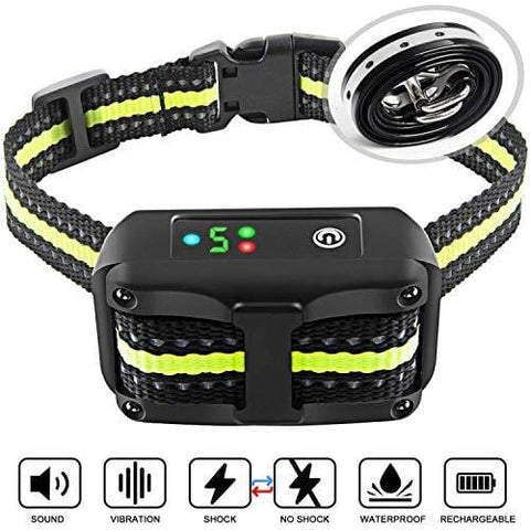 Bark Collar [2019 Upgrade Version] No Bark Collar Rechargeable Anti bark Collar with Beep Vibration and No Harm Shock Smart Detection Module Bark collar for Small Medium Large Dog