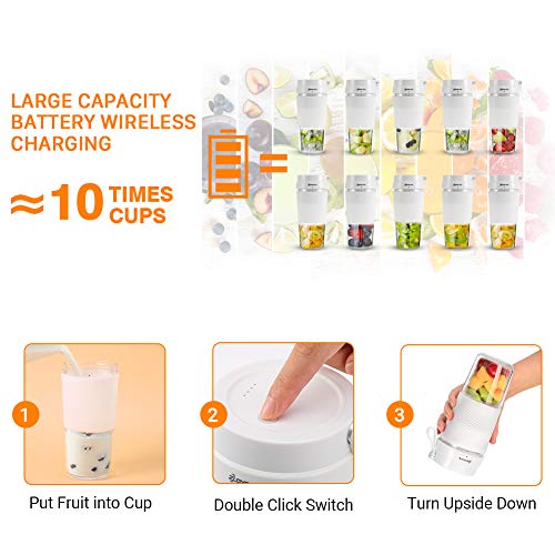 ZOYOLIFE Portable Blender Mini Personal Blender With USB Rechargeable, Juicer Smoothie Blender Smoothie Maker Cordless BPA Free Small Juicer Cup Mixer, Magnetic Charging Plug,13.5oz/400ml, Home Outdoor Travel Office