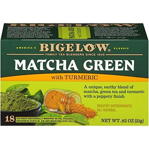 Bigelow Tea Matcha Green Tea with Turmeric 18Count (Pack of 6) Caffeinated Individual Green Tea Bags, for Hot Tea or Iced Tea, Drink Plain or Sweetened with Honey or Sugar