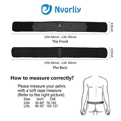 Nvorliy SI Joint Belt Sacroiliac Brace Lumbar Lower Back Adjustable Compression Support Belly Band Stabilize Hip & Pelvic Relief Pain for Sciatic Nerve Fits Women and Men (S/M(30"-40"))