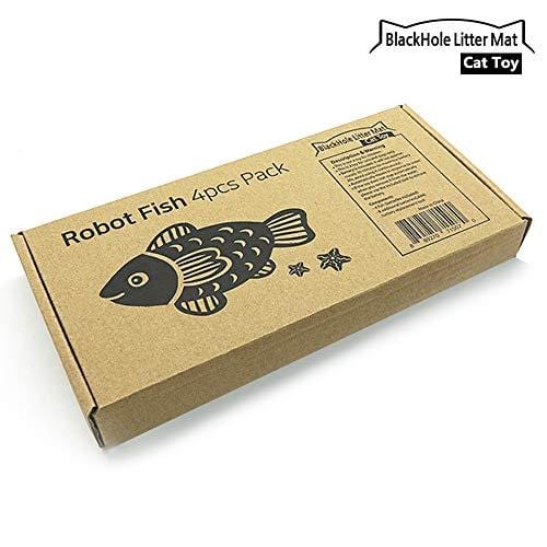 BlackHole Litter Mat Interactive Swimming Robot Fish Toy for Cat/Dog with LED Light (4 pcs), Cat & Dog Toy to Stimulate Your Pet's Hunter Instincts