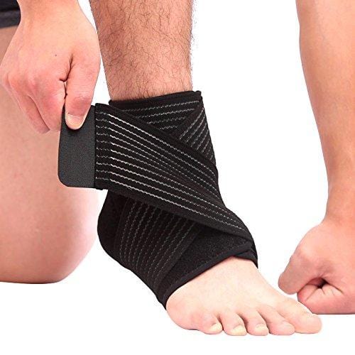 Faswin 2 Pack Nonslip Breathable Ankle Brace with Compression Wrap Support, One Size, Black