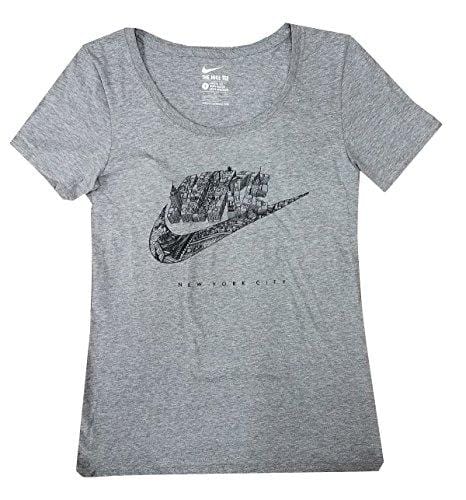 NIKE Women's City Print T-Shirt 799776-064 (Heather Grey/Black, Small)