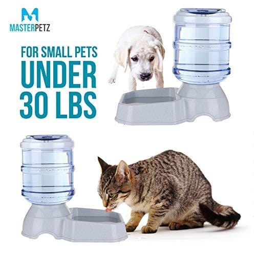Automatic Dog Water Bowl with Wide Bowl for Dogs Cats Pets Puppy Kitten with 1 Gallon 3.8 Liter Capacity, Replendish Gravity Waterer Easy Cleaning Safety Twist Mouth Ring with Dog Food Recipe Ebook