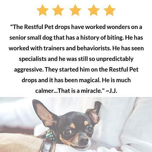Hemp, Chamomile & Valerian RESTFUL PET Oil - Hemp Oil Supplement for Dogs & Cats Anxiety Relief - Natural, Calming Oil Promotes Relaxation & Stress Reduction to Calm Your Anxious Dog or Cat - 2oz