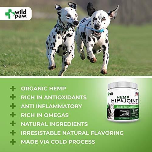 Hemp Hip & Joint Support Supplement for Dogs : Organic Hemp Oil + Hemp Powder Dog Chew with Turmeric & Glucosamine Chondroitin MSM - Arthritis Pain Relief & Improved Mobility in Joints - 90 Treats