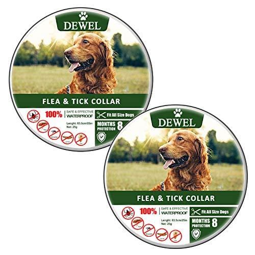 zpetii Flea & Tick Collar for Dog Waterproof Collars Fits All Large Medium & Small Dogs for 8 Months 2 Pack