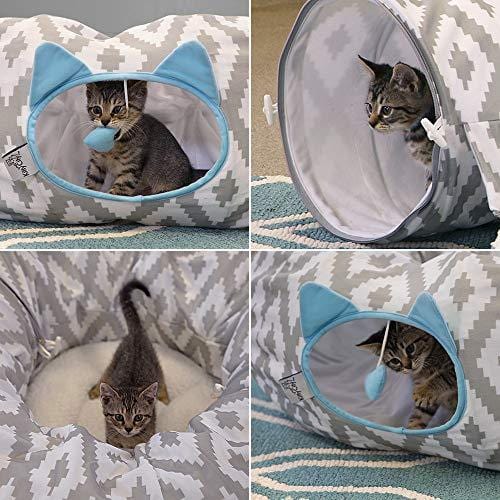 Kitty City Large 12" Multifunction Cat Tunnel and with Central Mat for Cat, Cat Toy, Cat Bed