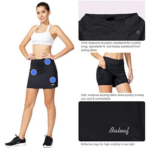 Baleaf Women's Active Athletic Skort Lightweight Skirt with Pockets for Running Tennis Golf Workout Black Size S [product _type] Baleaf - Ultra Pickleball - The Pickleball Paddle MegaStore