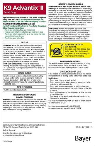 Bayer K9 Advantix II Flea, Tick and Mosquito Prevention for Small Dogs, 4 - 10 lb, 2 doses