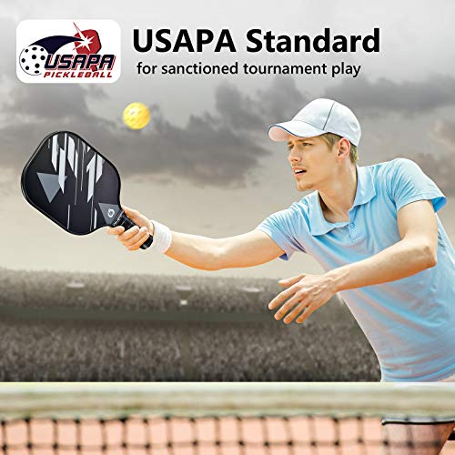 niupipo Pickleball Paddles, Pickleball Set, 2 Pickleball Rackets, 4 Pickleball Balls and 1 Pickleball Bag, Fiberglass Surface, Polypropylene Honeycomb Core, Lightweight Pickleball Paddle