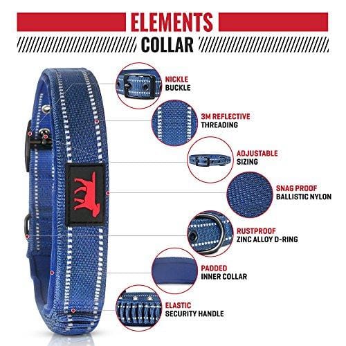 Heavy Duty Dog Collar With Handle | Ballistic Nylon Heavy Duty Collar | Padded Reflective Dog Collar With Adjustable Stainless Steel Hardware | Convenient Sizing for All Breeds