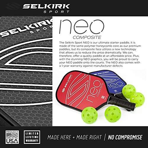 Selkirk NEO Composite Pickleball Paddle Set (2 Paddles + 4 Balls) - USAPA Approved - PowerCore Polymer Core - Composite Surface - EdgeSentry Protection - ThinGrip Handle - Pickleball Racket/Racquet. [product _type] Selkirk Sport - Ultra Pickleball - The Pickleball Paddle MegaStore