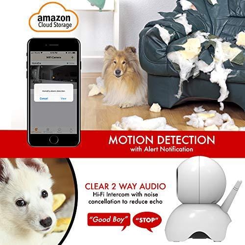 [Clearance SALE] Upgraded 2019 - HomsEra 1080P Full HD 2MP Wireless Pet/Dog/Baby/Home Security Camera MotionDetection, 2 WayAudio, NightVision, Pan/Tilt/Zoom, CLOUD Storage IOS/Android/WindowsPC App