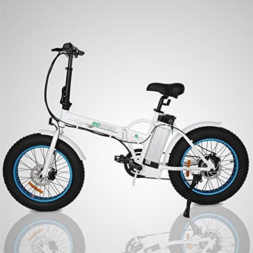 ECOTRIC 20" New Fat Tire Folding Electric Bike Beach Snow Bicycle ebike 500W Electric Moped Electric Mountain Bicycles … (White and Blue)