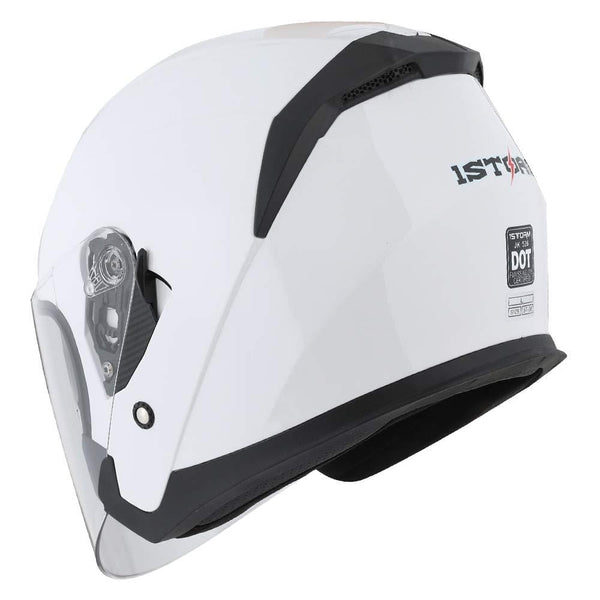 1STORM MOTORCYCLE OPEN FACE HELMET SCOOTER CLASSICAL KNIGHT BIKE DUAL LENS/SUN VISOR GLOSSY White