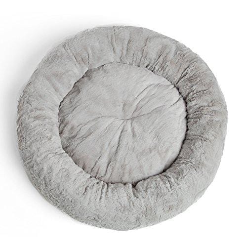 Best Friends by Sheri Luxury Faux Fur Donut Cuddler (23x23), Gray - Small Round Donut Cat and Dog Cushion Bed, Orthopedic Relief