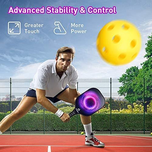 Pickleball Paddle, Composite Pickleball Racket Polypropylene Honeycomb Core Fiberglass Face Ultra Cushion 4.5In Grip 8.1oz Indoor Outdoor with Pickleball Paddles Cover, USAPA Pickleball Paddle, Purple