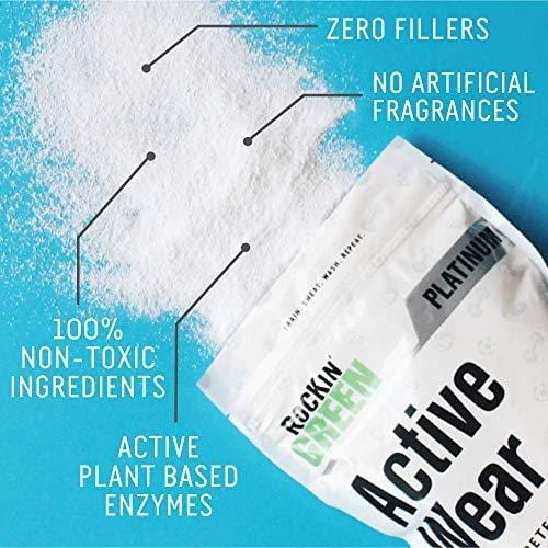 Rockin' Green Platinum Series Active Wear Laundry Detergent Powder, 45 oz. - All Natural, Biodegradable, and Eco-Friendly