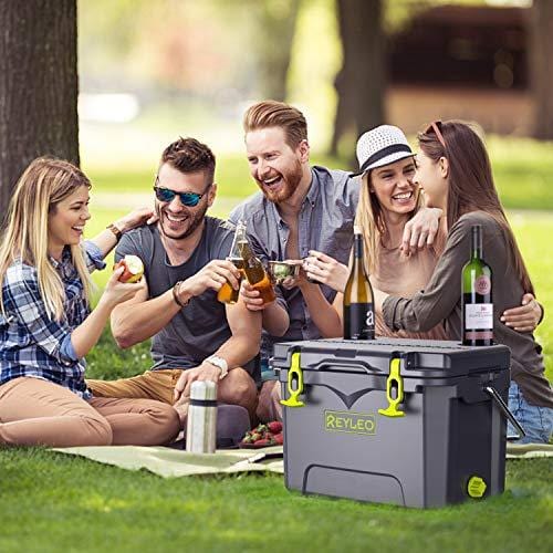REYLEO Cooler, 21-Quart/20L Rotomolded Cooler, 30-Can Capacity, 3-Day Ice Retention, Heavy Duty Ice Chest (Built-in Bottle Opener, Cup Holder,incl.) for Camping, Fishing, and Other Activities - A21