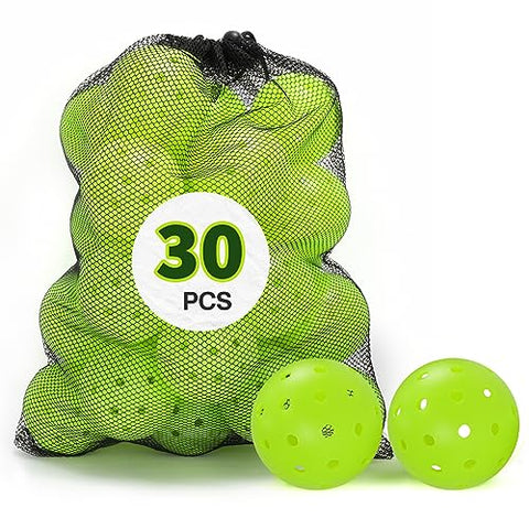 Pickleballs, 40 Holes Outdoors Pickleball Balls, 4/12/30 Pack of Pickle Balls Standard, High Elasticity & Durable Pickle Balls for All Style Pickleball Paddles (30pcs Rotational Molding Pickleballs)